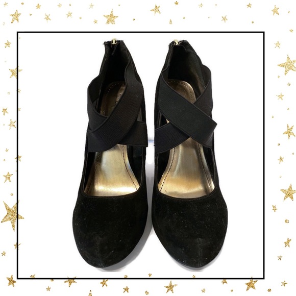 2/$22 Love Culture Black Suede Zipper Heels 7 - Picture 4 of 7